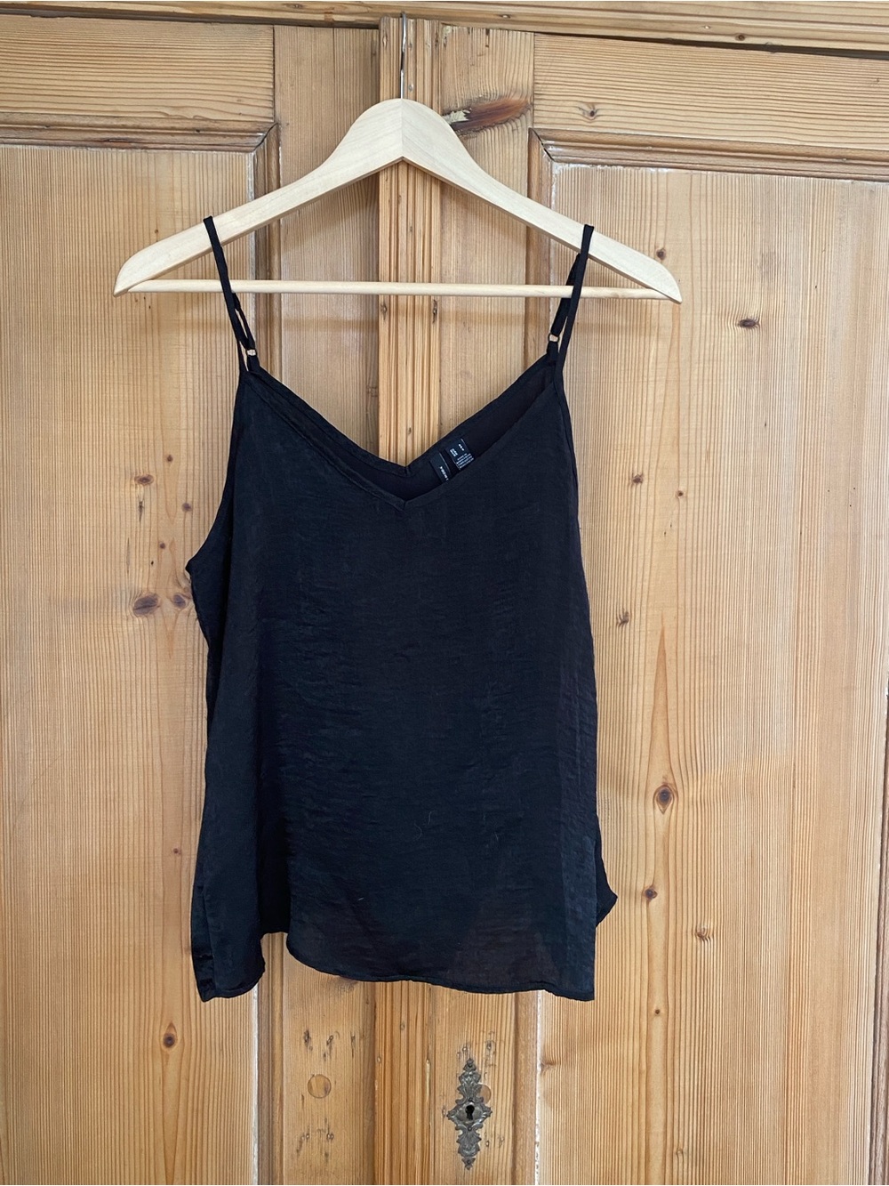 Vero Moda Black V-Neck Satin Cami with Adjustable Straps